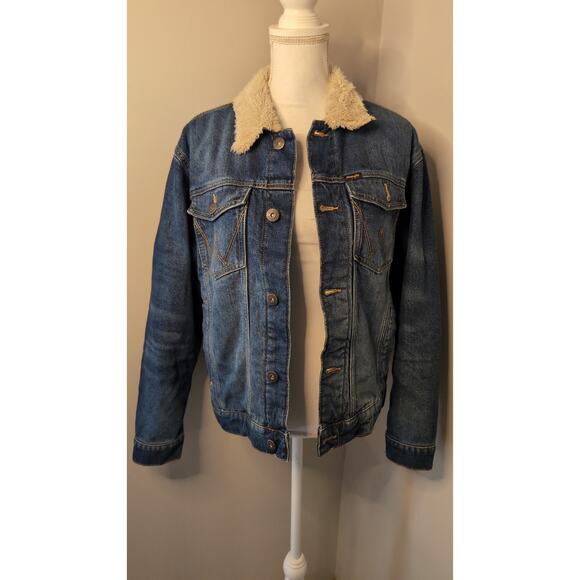Nwt Wrangler western rancher barn denim Sherpa jacket sm - Picture 7 of 13